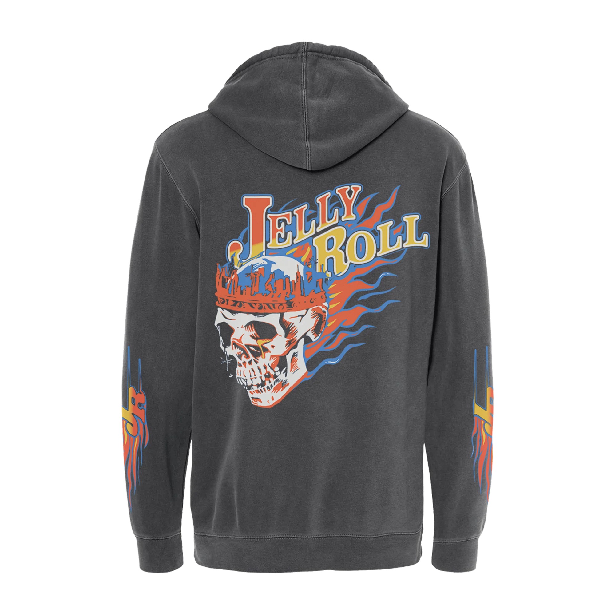 Flame Skull Pigment Black Hoodie - Image 3